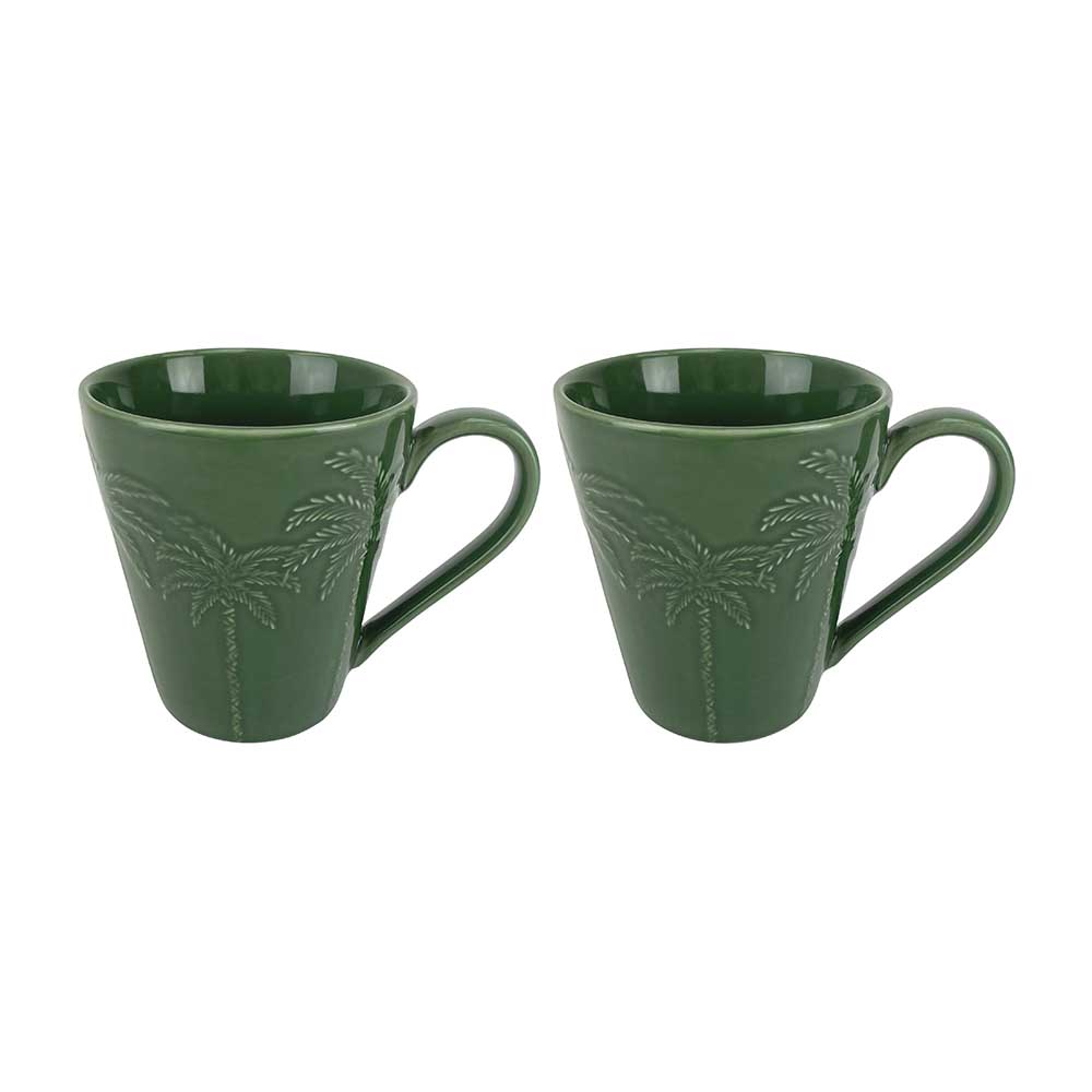 Coconut Bay Coffee Mug - Green Palm Set of 2